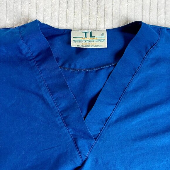Men;s Size 2XL TL Top Line Uniform Royal Blue Scrub Top - Picture 4 of 7